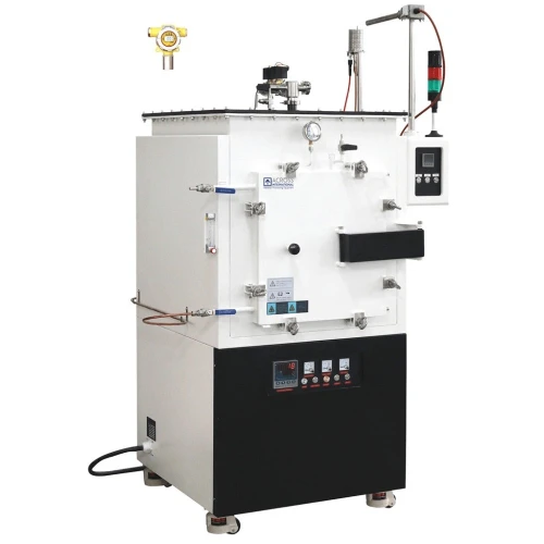Controlled Atmosphere Furnaces, white box furnace with bolted door, gas lines and signal tower