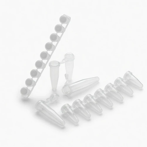 PCR Products, clear PCR tubes and 8-tube strips, representative image