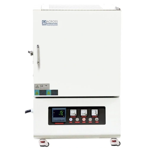 Muffle Furnaces, white box furnace with single door and control panel on casters, front view