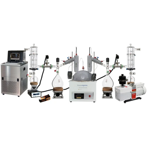10L Short Path Distillation Kits, dual still setup on one mantle with two cold traps, chiller and vacuum pump
