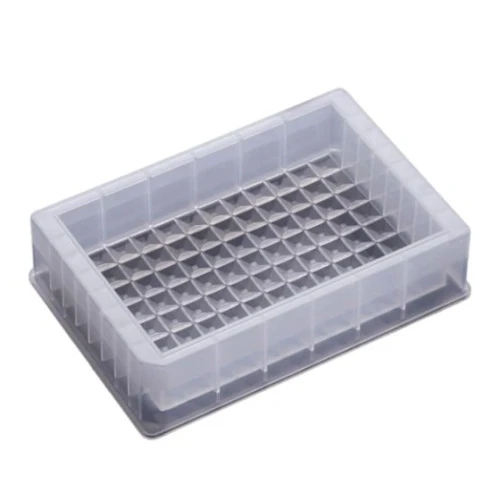 Pipette Tips & Accessories, clear plastic multi-well reservoir tray, white background