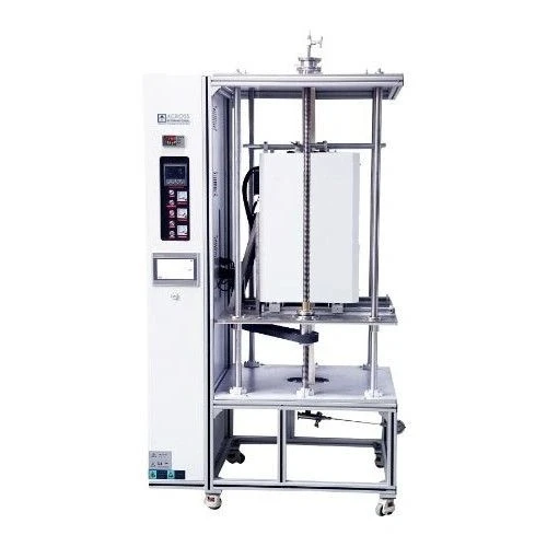 Crystal Growth Furnaces, Bridgman, white control tower beside an open metal frame with furnace