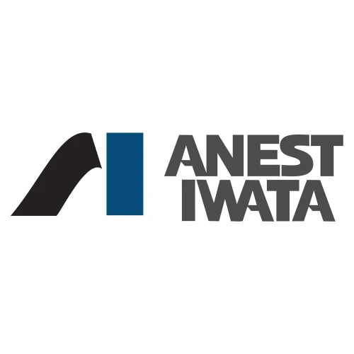 Anest Iwata Cliq Oil-Free Vacuum Pumps, brand logo with black and blue mark and grey lettering