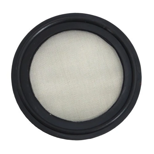 Tri-Clamp Gaskets & Screen Filters, black gasket ring with fine stainless mesh screen, top view
