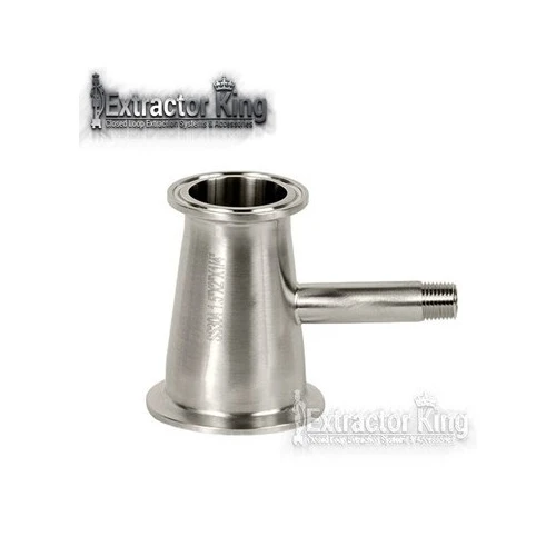 Tri-Clamp Tees & Reducers, brushed stainless reducer with threaded side port, store logo watermark