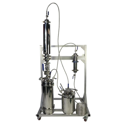 8LB & 10LB Closed Loop Extractors, stainless column, collection pot, recovery tank, filter and coil on a wheeled frame