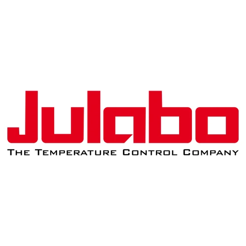 Julabo Chillers & Circulators, brand logo in red lettering with black tagline on white
