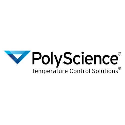 PolyScience Chillers & Circulators, brand logo with blue triangle mark and black lettering on white