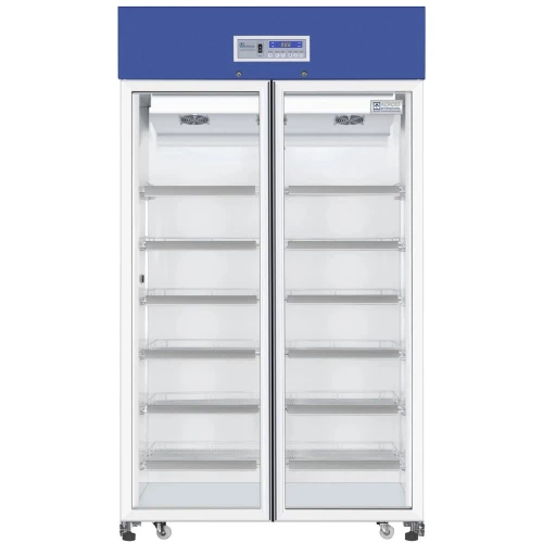 2°C to 8°C Vaccine & Pharmacy Refrigerators, double glass-door refrigerator with wire shelves
