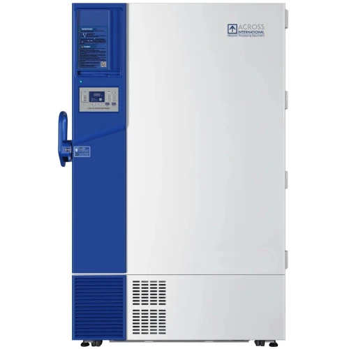 -86°C ULT Ultra Low Freezers, upright freezer with blue side panel, handle and white door, front view