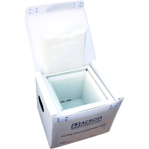 Thermal Shipping Boxes, blue metal cylinder unit with hand lever and braided hose attached