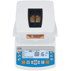 Radwag MA 50.R 50g 1mg Moisture Analyzer, closed white lid with glowing vented heater window and blue keypad