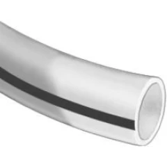 3/8" ID PTFE Tubing, Extreme Temperature, close-up of white tube with a black stripe