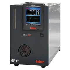 Huber Chili Heating Circulator to 300°C, dark grey housing with touchscreen controller and stainless side