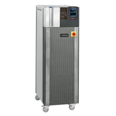 Huber Unistat 905, -90 to 250°C, upright grey unit on wheels with top control panel and red emergency switch