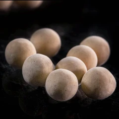 10A Molecular Sieve Beads 10 kg, close-up of round beige beads on a dark background