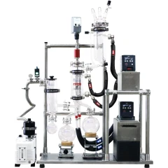 Ai 3" Glass Thin Film Distillation Turnkey, glass column and flasks on a steel frame with chillers and pump