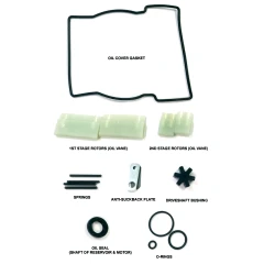 Ai EasyVac 7 & 9 CFM Vacuum Pump Service Kit, gasket, vanes, springs, seals, o-rings and small parts laid out