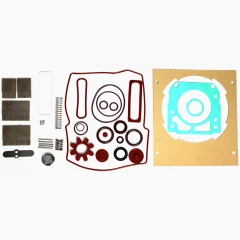 Ai SuperVac Dual-Stage Pump Service Kit, gaskets, O-rings, vanes, springs and filters laid out as a set