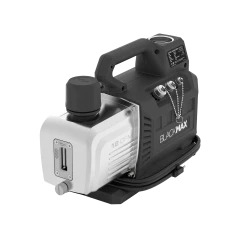 CPS BlackMax 12 CFM Ignition Proof Vacuum Pump, three-quarter view of black housing, handle and silver pump head