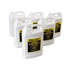 CPS Vacuum Pump Oil, 1 Gallon, six white gallon jugs with yellow and black labels