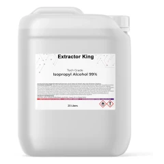 Isopropyl Alcohol 99%, 20L Tech Grade, white plastic jerrycan with printed label and hazard symbols