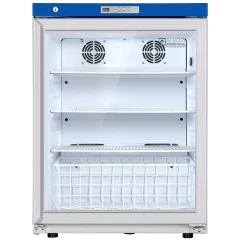 Ai M04 4.2 CF 2-8°C Pharmacy Vaccine Fridge, compact glass door unit with wire shelves, basket and top display