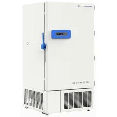 Ai DeepFreeze 27 Cu Ft -40°C Freezer 110V, white upright with blue handle, display and lower vents