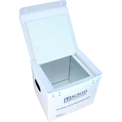 Ai -70°C 20L Reusable Ultra-Cold Shipping Cube, white box open showing grey insulated walls and lid