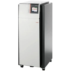 Julabo Presto W50 -50 to 250°C Circulator, tall cabinet with plain white front, black sides, touchscreen, casters