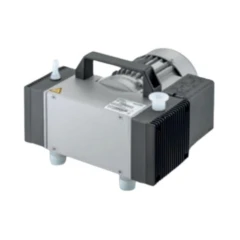 Welch MPC 303 Z Chemical Diaphragm Pump, grey and black housing with carry handle, motor and hose ports