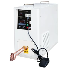 Ai IHG06A1 6.6kW Compact Induction Heater, white cabinet with control panel, copper coil and black foot pedal