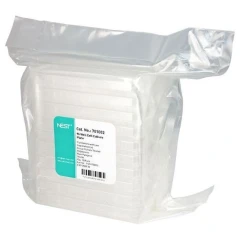 NEST Cell Culture Plates, Bulk, 10 per Bag, stack of clear plates sealed in a plastic bag with label