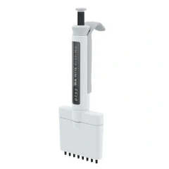 IKA PETTE Multi 8/12-Channel Pipettes, white and grey handheld pipette with eight-nozzle manifold