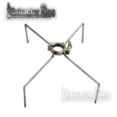 Double Hinged Clamp with Four Legs, stainless clamp ring with four bent rod legs, white background