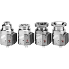 Edwards nEXT85 Turbo Pump Package, four stainless turbo pumps shown with different inlet flanges