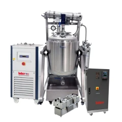 Ai 300L SST Reactor Decarboxylation Package, stainless jacketed reactor on a frame with chiller, heater and pump