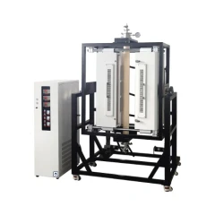1500°C Convertible Tube Furnace, 1-3 Zones, split furnace upright in a black tilting frame, separate control cabinet