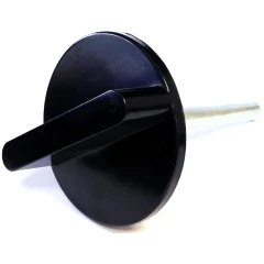 Vacuum Valve Knob for AT Series Ovens, black round knob with lever grip on a metal shaft