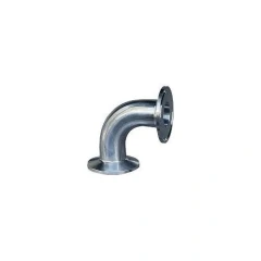 Ai 1.5" 316L SST 90° Tri-Clamp Elbow, polished stainless steel bend with a clamp flange at each end