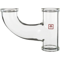 Ai SolventVap 20L/50L Dual Condenser Bridge, clear glass bent tube joined to a straight section, flanged ends
