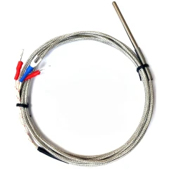 PT100 Thermocouple for FO and AT Series Ovens, metal probe on braided steel cable with coloured terminals