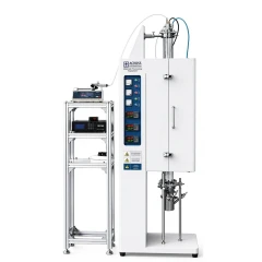 1200°C Ultrasonic Spray Pyrolysis Furnace, white vertical furnace with front controls beside an instrument rack