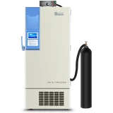 Ai CO2 Backup System for -86°C ULT Freezers, upright freezer with top control box and hose to black gas cylinder