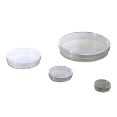 NEST Bacterial Culture Petri Dishes, clear plastic dishes in four sizes, white background