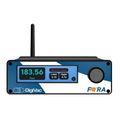 DigiVac FYRA Vacuum Controller, UL/CSA/CE, blue and white front panel with display, knob and antenna
