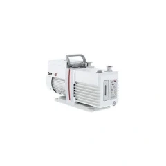 Welch CRVpro 8 5.6 CFM Rotary Vane Pump, white pump with finned body, grey carry handle and motor