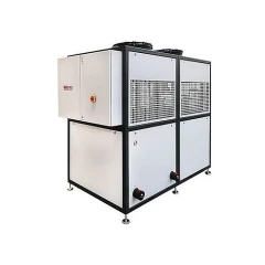 Huber LCS 80 Recirculating Chiller, large grey and white cabinet with fan grilles and control box on feet