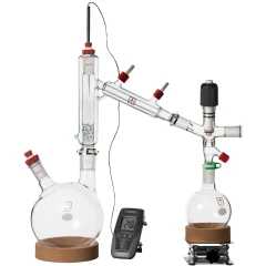 Ai Clear2v 2L Short Path Kit, Valved Adapter, glass flasks, distillation head and valve on cork rings with thermometer