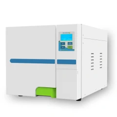 Benchmark BioClave 18L Research Autoclave, white benchtop unit with blue stripe, front door and small display